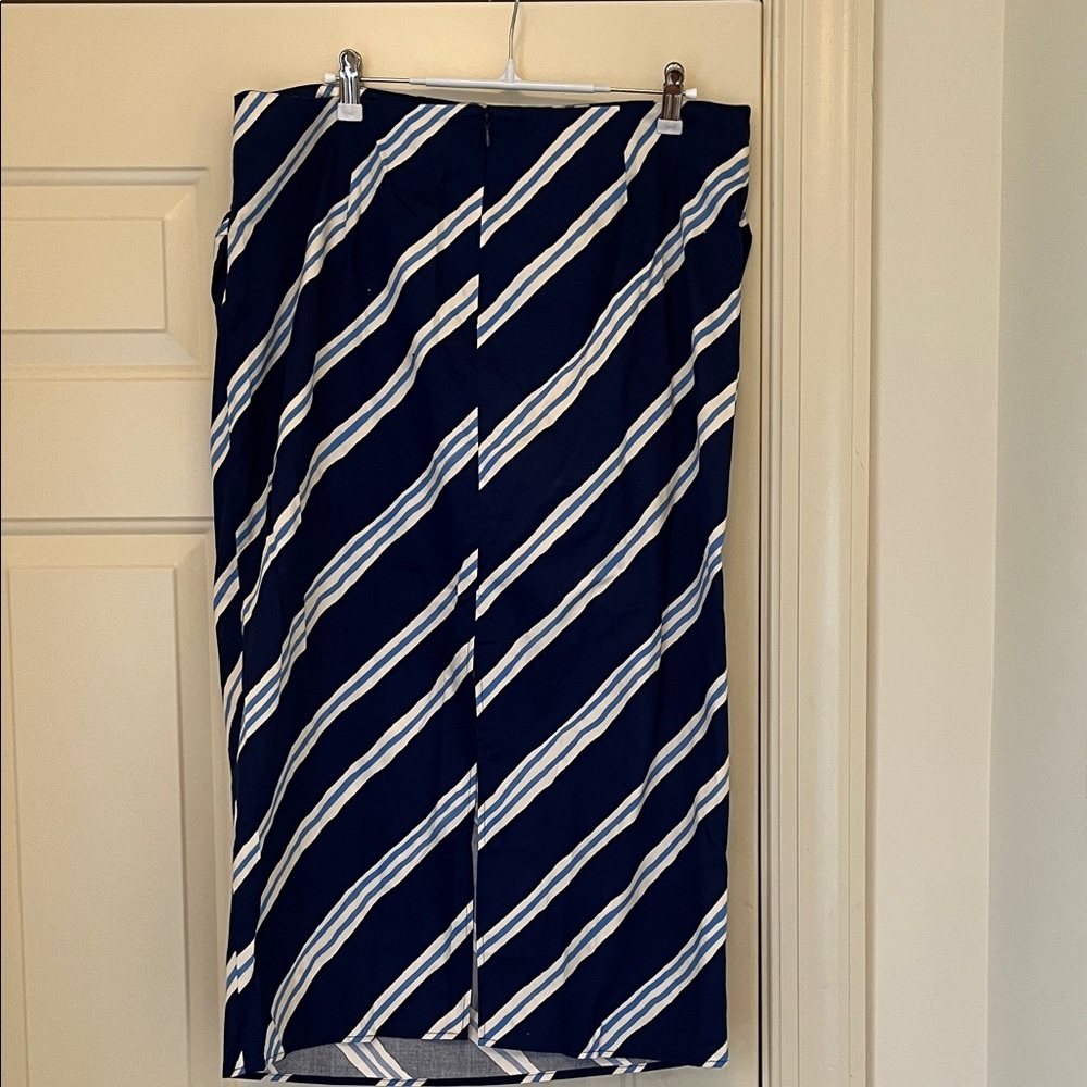 Mango Blue & White Slit Striped Skirt/NWT/12 - Picture 8 of 16